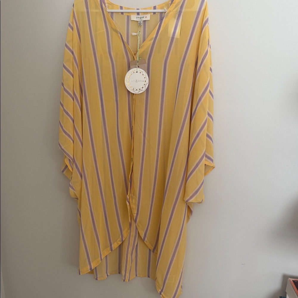 Umgee Yellow and Purple Striped Tunic Top